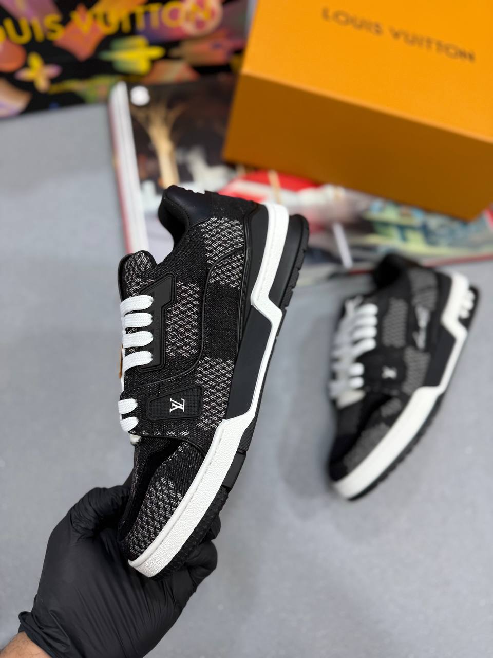 DENIM BLACK/WHITE TRAINERS (PRE ORDER)