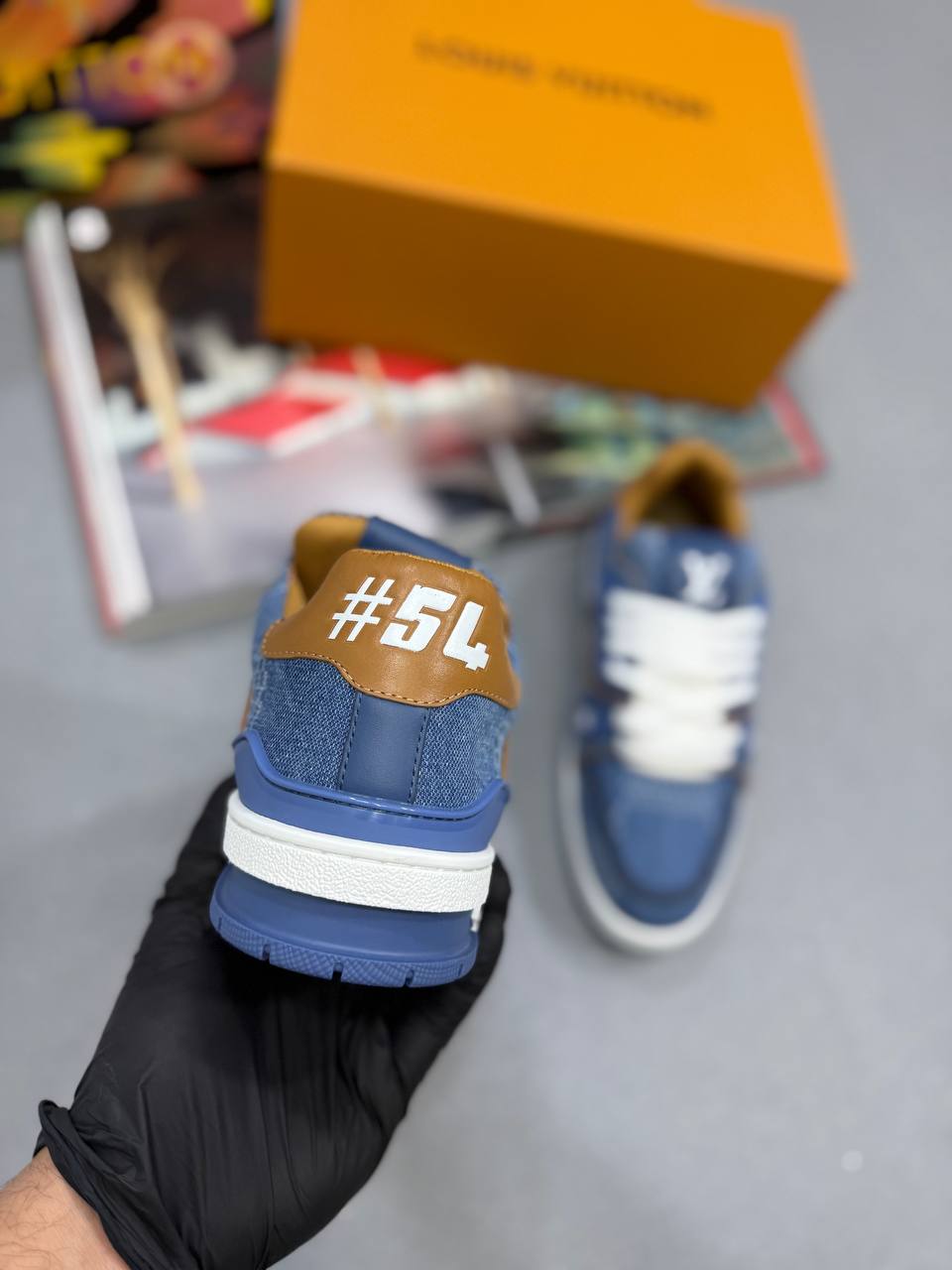 DENIM BLUE/BROWN TRAINERS (PRE ORDER)