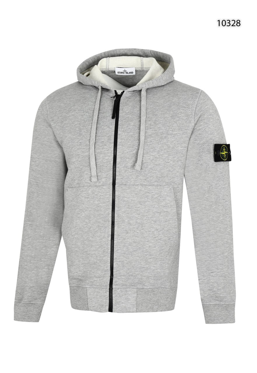 STONE HOODIE ZIP THROUGH GREY