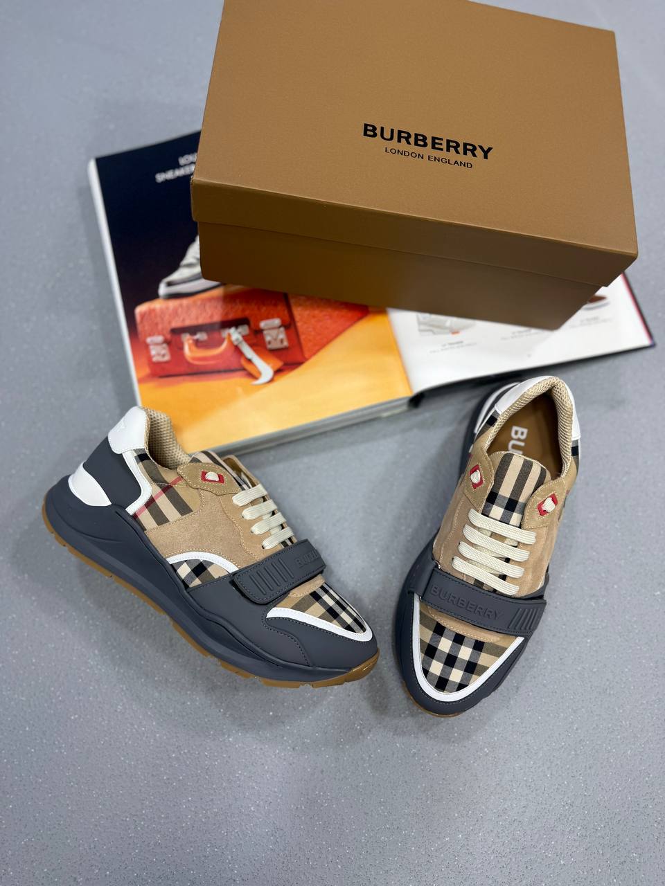 BRBRY STRAP TRAINERS CHECKERED