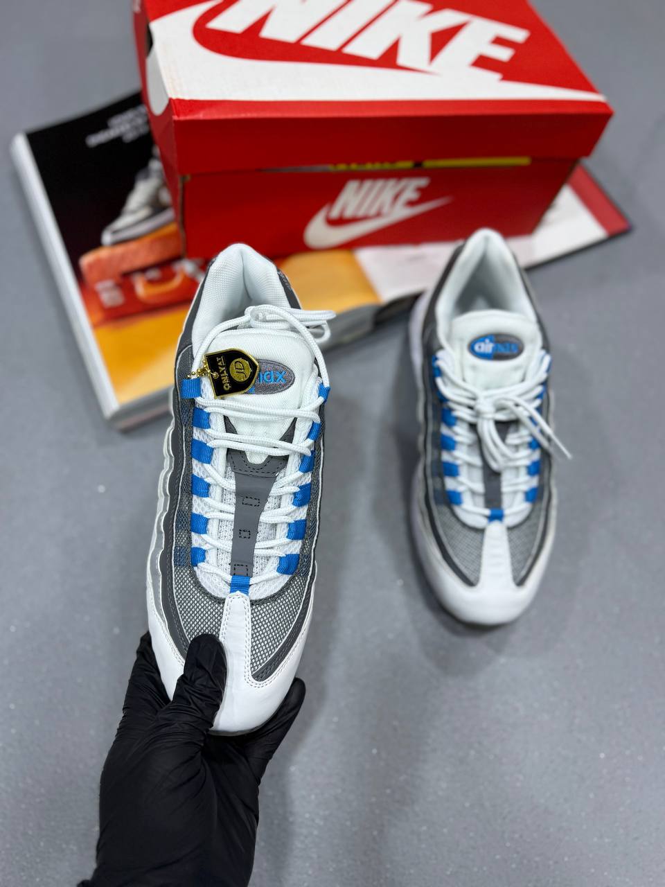 95 TRAINERS WHITE/BLUE/GREY